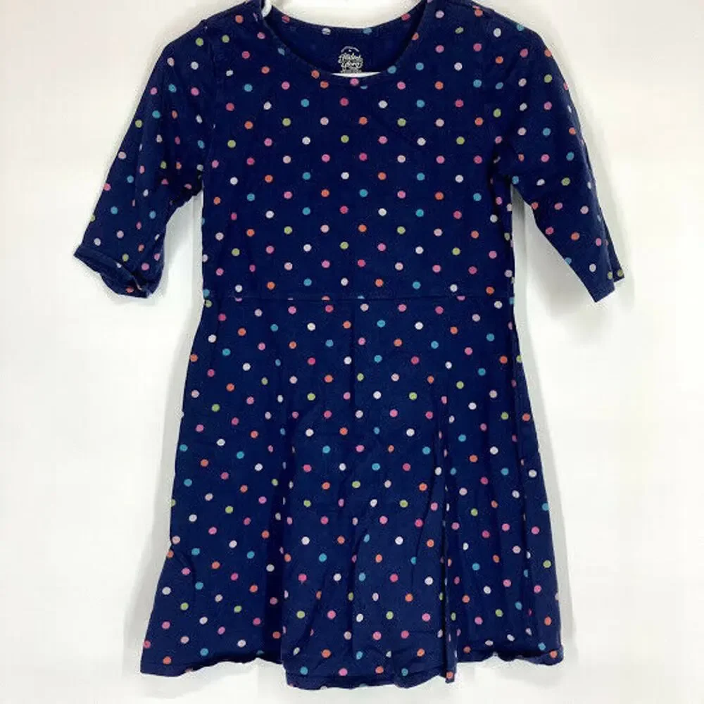 Faded Glory Navy Blue Polka Dot L/S Dress Kid’s XL